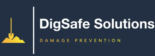 A blue background with the words dig safe solutions